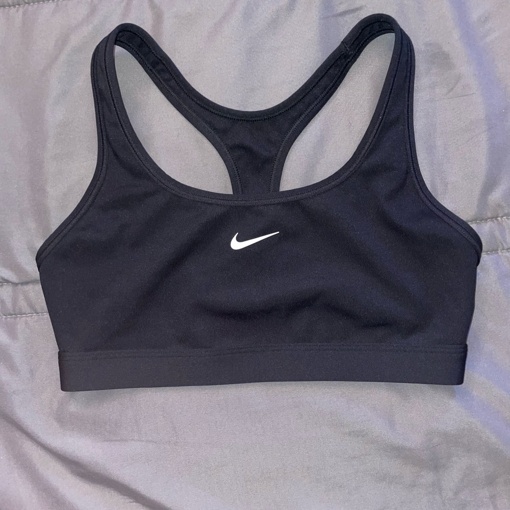 Nike Women's Black Sports Bra with White Logo